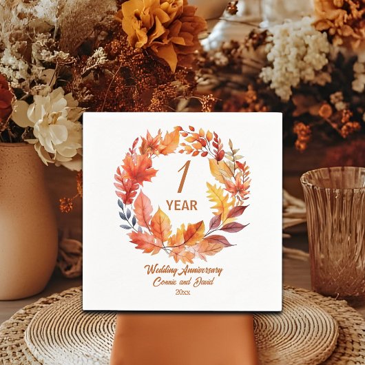 1. Hochzeitstag Herbst Blumengarten Serviette
