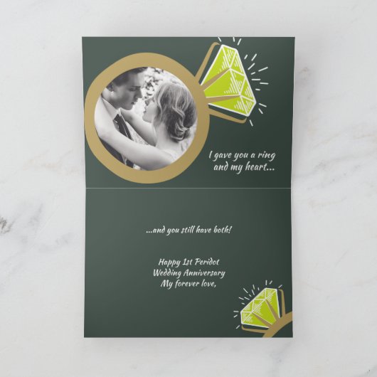 1. Hochzeitstag, jetzt Foto Karte (Innenseite)