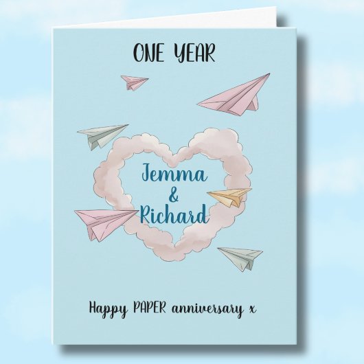 1. Hochzeitstag Karte Papier Flugzeug