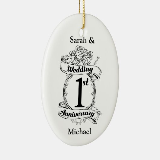 1. Hochzeitstag Keramik Ornament (Rechts)