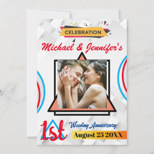 1. Hochzeitstag Modernes Personalisiertes Foto Einladung