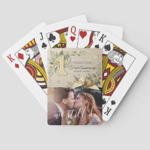 1. Hochzeitstag Paar Papierkrane Foto Spielkarten