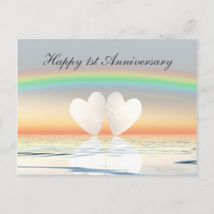1. Hochzeitstag Paper Hearts Postkarte