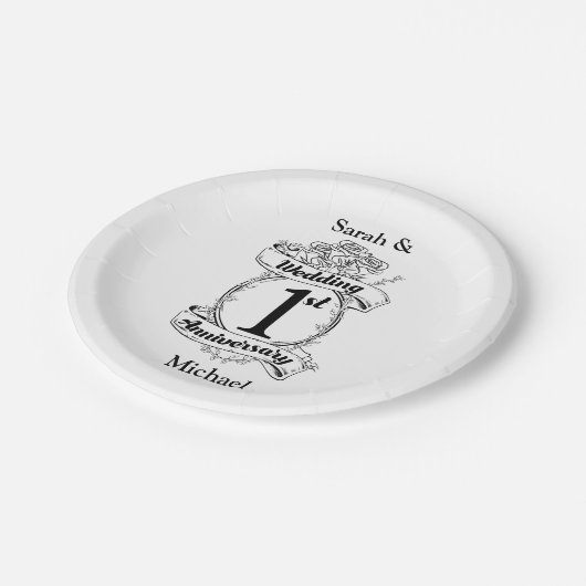 1. Hochzeitstag Pappteller (Schrägansicht)