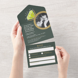 1. Hochzeitstag-Party grüner Peridot-Ring All In One Einladung