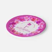 1. Hochzeitstag Party pink pansy Pappteller (Schrägansicht)