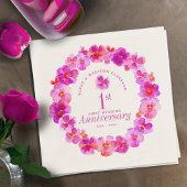 1. Hochzeitstag Party pink pansy Serviette