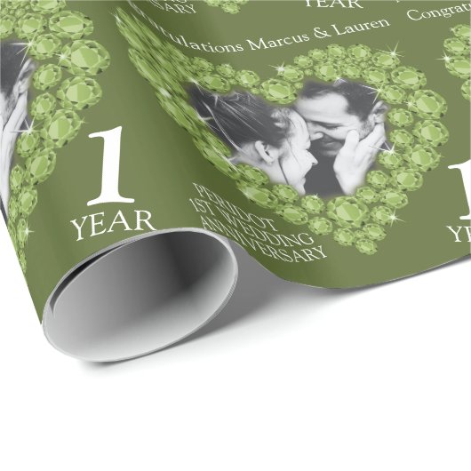 1. Hochzeitstag Peridot Grün Foto Geschenkpapier (Rolleneckpunkt)