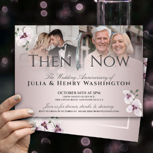 1. Hochzeitstag Then And Now Weiße Orchidee Einladung