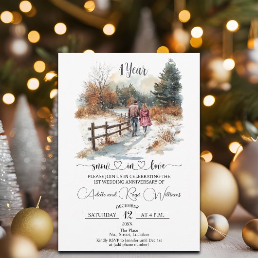 1. Hochzeitstag Winterlandschaft Romantisch Einladung