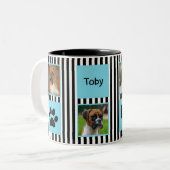 #1 Hund-Vater-Fotomaterial Schwarz-Weiß-Streifen Zweifarbige Tasse (Vorderseite Links)