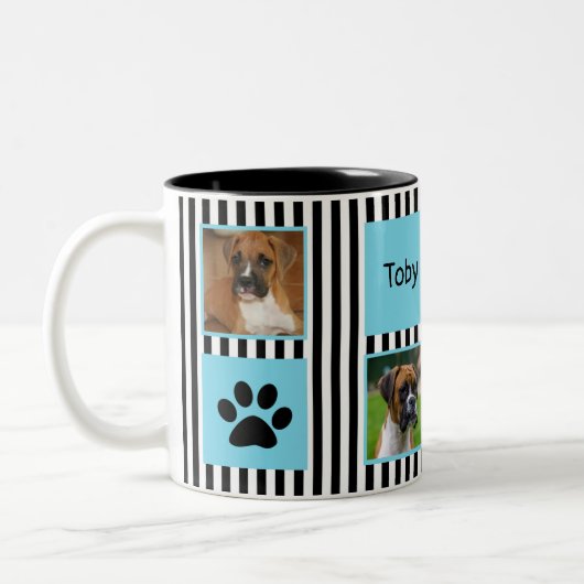 #1 Hund-Vater-Fotomaterial Schwarz-Weiß-Streifen Zweifarbige Tasse (Links)