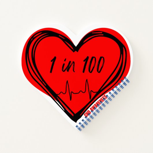 1 in 100 CHD Awareness Heart Notebook Notizblock (Rückseite)