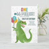 1 in 66 Millionen Dinosaurier T-Rex 1. Geburtstag Einladung (Stehend Vorderseite)