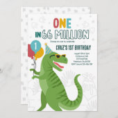 1 in 66 Millionen Dinosaurier T-Rex 1. Geburtstag Einladung (Vorne/Hinten)