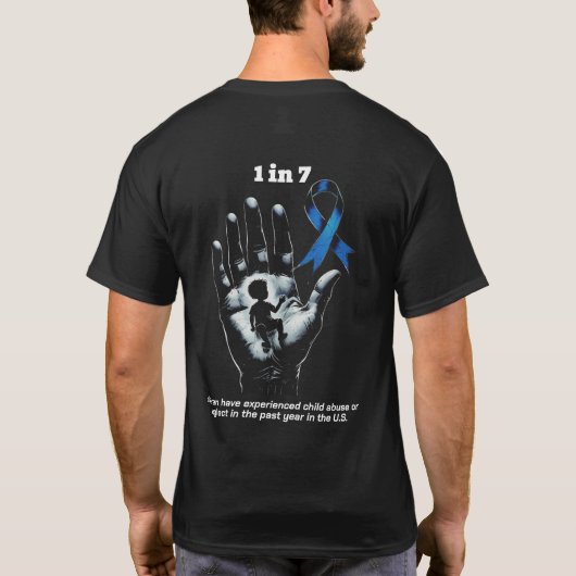 "1 in 7" Child Abuse Prevention Awareness T-Shirt (Rückseite)