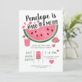 1 in A Melon Watermelon 1. Geburtstag Einladung (Stehend Vorderseite)