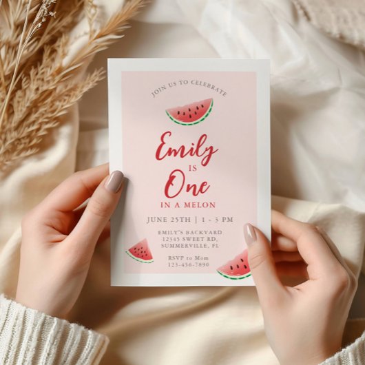 1 in A Melon Watermelon 1. Geburtstag Einladung