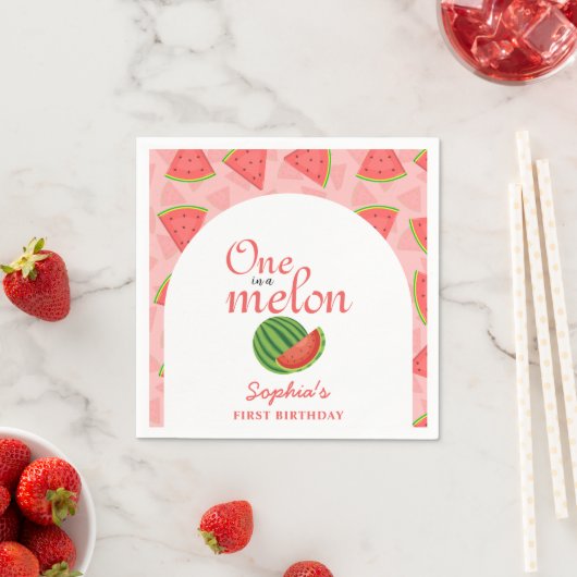 1 in A Melon Watermelon 1. Geburtstag Serviette (Beispiel)
