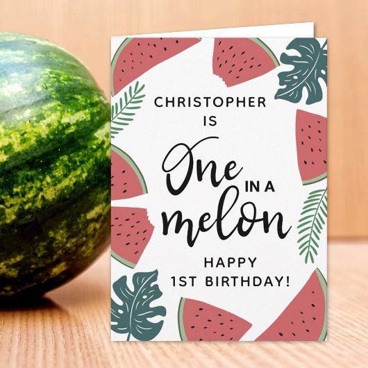 1 in einem Melon 1. Geburtstag Karte