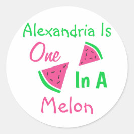 1 in einem Melon 1. Geburtstag Runder Aufkleber