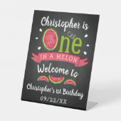 1 in einem Melon Chalkboard 1. Geburtstag Willkomm Sockelschild (Vorderseite)