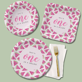 1 in einer Melone 1. Geburtstag Pappteller