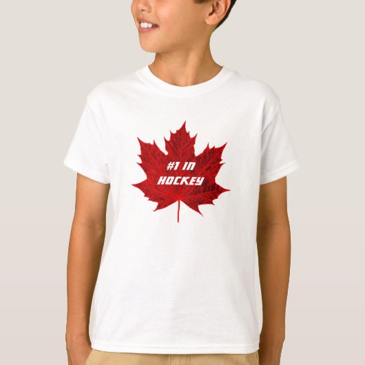 #1 in Hockey+Canadian Red Maple Leaf T-Shirt (Vorderseite)