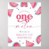 1 in Melon Watermelon 1. Geburtstag Willkommen Poster (Vorne)