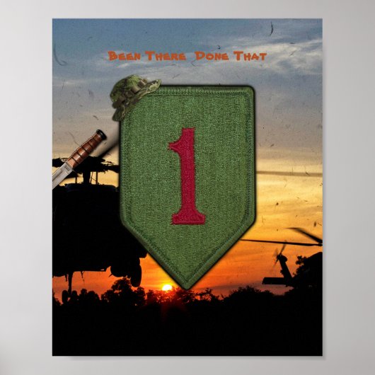 1. Infanterie groß rot 1 Vietnam War Patch Print Poster (Vorne)