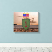 1. Infanterie großer roter 1 Veteranen-Tierpflaste Leinwanddruck (Insitu (Holzboden))