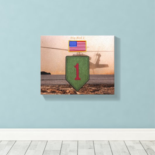 1. Infanterie großer roter 1 Veteranen-Tierpflaste Leinwanddruck (Insitu (Holzboden))