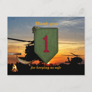 1. Infanterie großer roter 1 Veteranen-Tierpflaste Postkarte