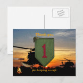 1. Infanterie großer roter 1 Veteranen-Tierpflaste Postkarte (Vorne/Hinten)