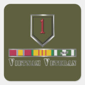 1. Infanterieabteilung Vietnam Veteran Quadratischer Aufkleber (Vorderseite)