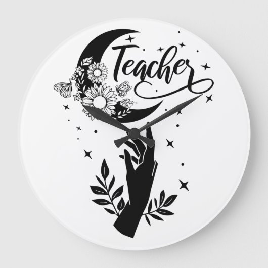 1- Inspirationslehrer-Hemd, Minimalistisch Teacher Große Wanduhr (Vorderseite)