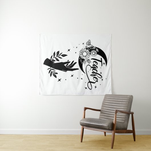 1- Inspirationslehrer-Hemd, Minimalistisch Teacher Wandteppich (Beispiel (Horizontal))