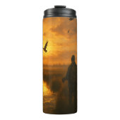 1 Jägersonnenuntergang, Feuchtgebietsjagd Thermosbecher (Vorderseite)