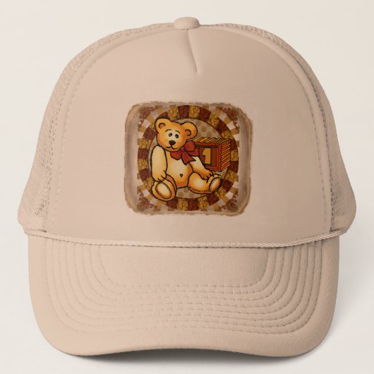 1 Jahr alter Geburtstagsbär Zollhut Truckerkappe (Vorderseite)