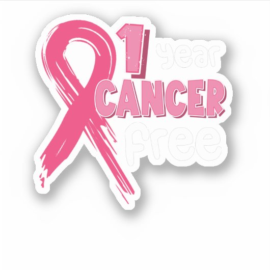 1 Jahr Brustkrebs Free Pink Brustkrebs Survi Aufkleber (Vorderseite)