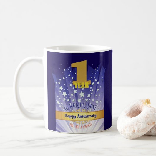 1 Jahr CUSTOM Erholung Jahrestag kühne Zahl Kaffeetasse (Mit Donut)
