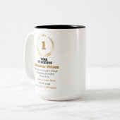 1 Jahr Dienstjubiläum Mitarbeiter Anerkennung – Ma Zweifarbige Tasse (Vorderseite Links)