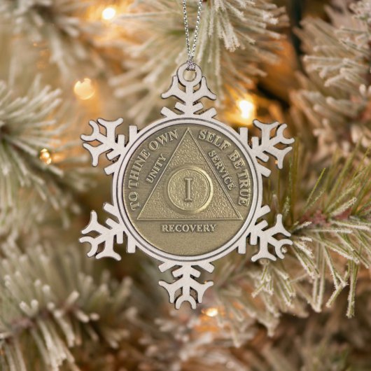 1 Jahr Feierliche Feier Medallion Schneeflocken Zinn-Ornament (Baum)