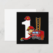 1 Jahr Feuerwehrmann Truck 1. Geburtstag Einladung (Vorne/Hinten)