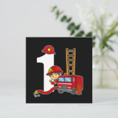 1 Jahr Feuerwehrmann Truck 1. Geburtstag Einladung (Stehend Vorderseite)