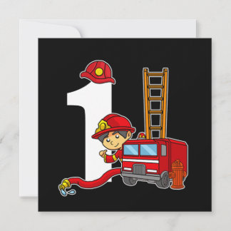 1 Jahr Feuerwehrmann Truck 1. Geburtstag Einladung