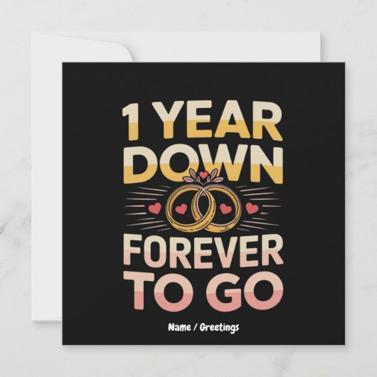 1 Jahr für immer bis zum 1. Hochzeitstag Einladung (Vorderseite)