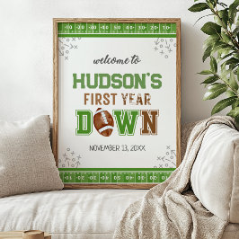 1. Jahr Fußball 1 Geburtstag Begrüßungszeichen Poster