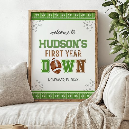 1. Jahr Fußball 1 Geburtstag Begrüßungszeichen Poster