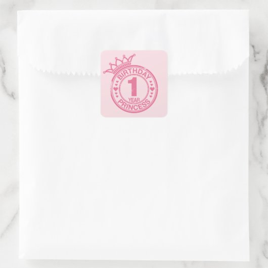 1 Jahr - GeburtstagsPrinzessin - rosa Quadratischer Aufkleber (Tasche)